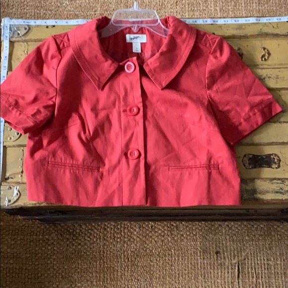 ANN TAYLOR LOFT BRIGHT RED SS CROP BLAZER JACKET 8 - Picture 3 of 13